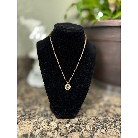 Vintage Nina Ricci Gold Tone Rhinestone Pendant Necklace designer Jewelry Y2K - Picture 9 of 9